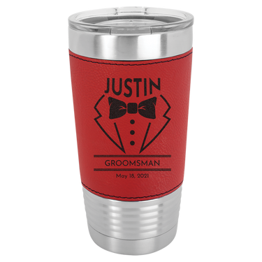 Custom Engraved 20oz Leatherette Tumblers Ideal Gifts for Groomsmen & Best Man